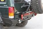 Rock Hard 4x4&#8482; Patriot Series Rear Bumper w/ Tire Carrier for Bushwacker&#8482; Pocket Flares for Jeep Cherokee XJ 1984 - 2001 [RH-1013-B]