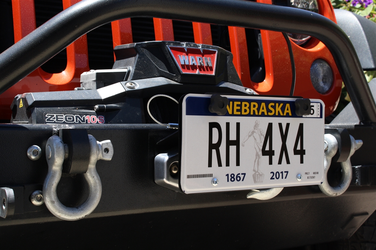 Rock Hard 4x4™ Hawse Fairlead License Plate Mount w/ Cable Lanyard