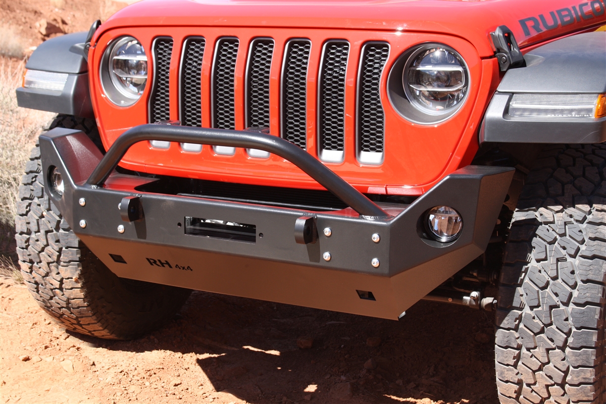 Rock Hard 4x4&#8482; Aluminum Patriot Series Mid-Width Front Bumper w/ Lowered Winch Plate for Jeep Wrangler JL and Gladiator JT 2018 - Current [RH-90248]